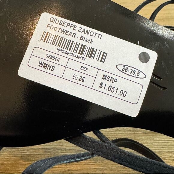 Giuseppe Zanotti Danse Gladiator Flats Black Size 6 Suede Leather $1650 New - Picture 10 of 11